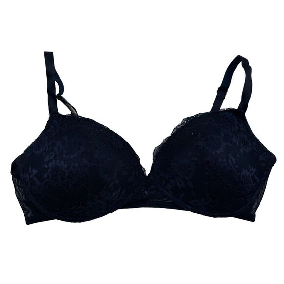 Laura Ashley Blue Underwire Full Coverage Bra Size 40D Style 3700-16 Lace Mesh - Picture 1 of 8
